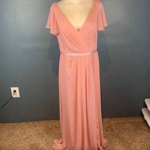 David’s Bridal Bridesmaids Dress | Floor Length with Sleeves | Color: Ballet